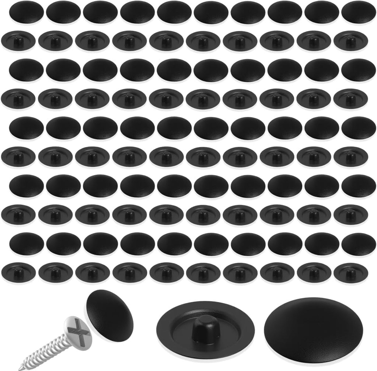 100 stuks decoratieve schroefdoppen voor kruiskopschroeven, zwart, 12 mm