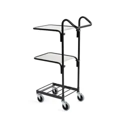 Transportwagen Miniwagen Schwarz Zwei Etagen, max. 50 kg Korbwagen mit Fahrhandgriff, Maße: 650x360x1065 mm