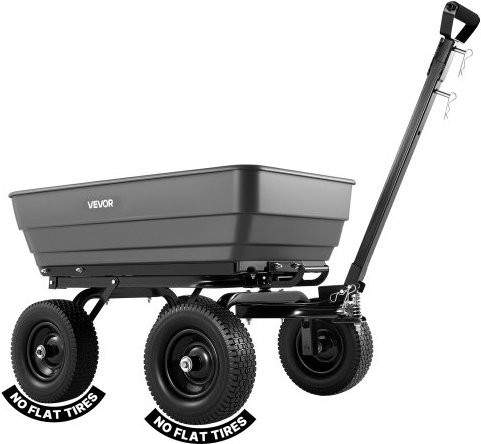 VEVOR Tuinwagen met kiepfunctie, 544 kg draagvermogen, 0,2 m³ inhoud, zwart