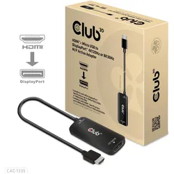 Club 3D HDMI + Micro USB zu (HDMI, DisplayPort), Video Adapter, Schwarz