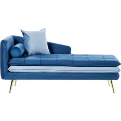 CHAISELONGUE Samtstoff blau linksseitig Gonesse