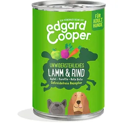 Edgard&Cooper Adult 400 Gramm Hundenassfutter Sparpaket 12 x 400 Gramm Lamm und Rind