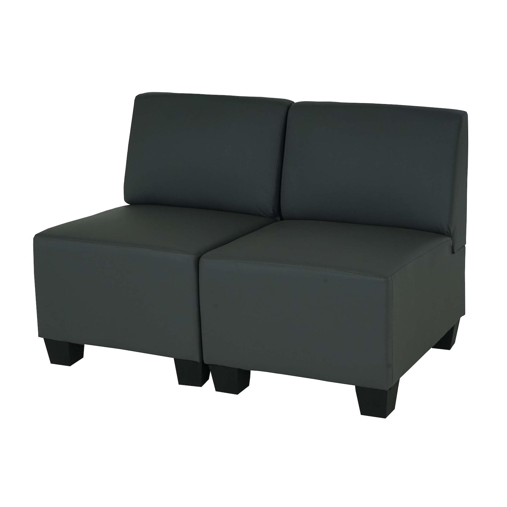 Modular 2-Sitzer Sofa Couch Moncalieri, Kunstleder ~ dunkelgrau, ohne Armlehnen