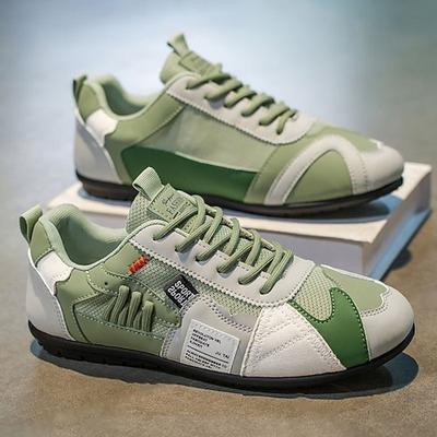 Grüne und weiße Herren-Sportschuhe, bequeme Schnürschuhe für Freizeit und Outdoor-Aktivitäten