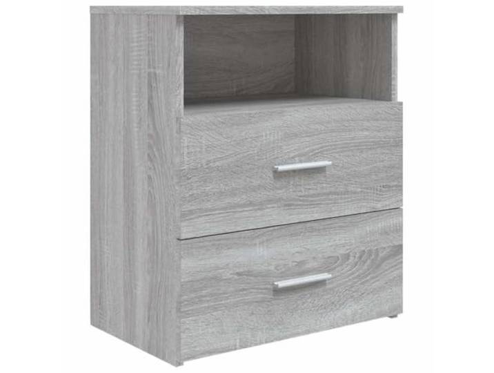 fsahslih Nachttisch Grau Sonoma 50x32x60 cm Beistelltisch mit Schubladen Kompakter Beistellschrank fürs Schlafzimmer mit Fach und zwei Schubladen für Ordnung direkt am Bett.