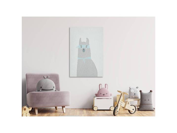 Tableau déco Mysterious Lama Lin Gris 40 x 60cm