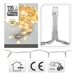 EDM FESTE GIRLANDE 120 WARMWEIßE LEDS 220V 12M IP44 TRANSPARENTES KABEL