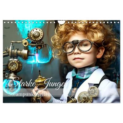 Starke Jungen - Steampunk Welten (Wandkalender 2026 DIN A4 quer), CALVENDO Monatskalender