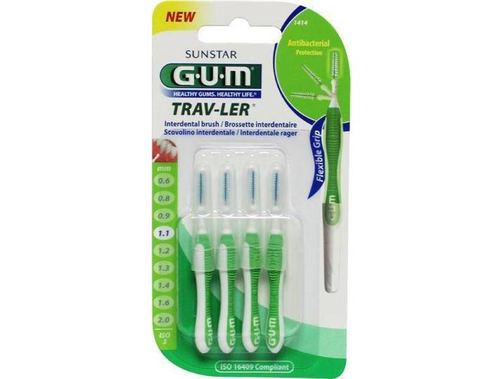 GUM Trav-ler Ultra Fine - Spiraalborsteltjes - 1,1 mm - Groen (4 st)