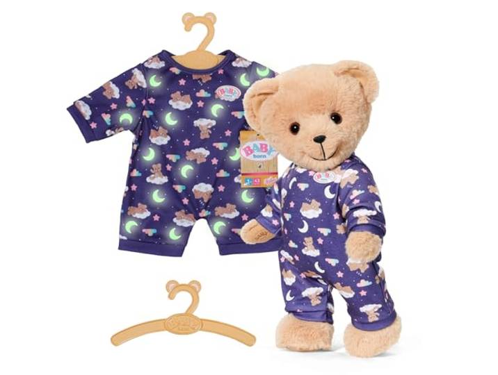 BABY born Teddy pyjama, glows in the dark, poppenpyjama voor poppen van 43 cm en teddy, 836484 Zapf Creation