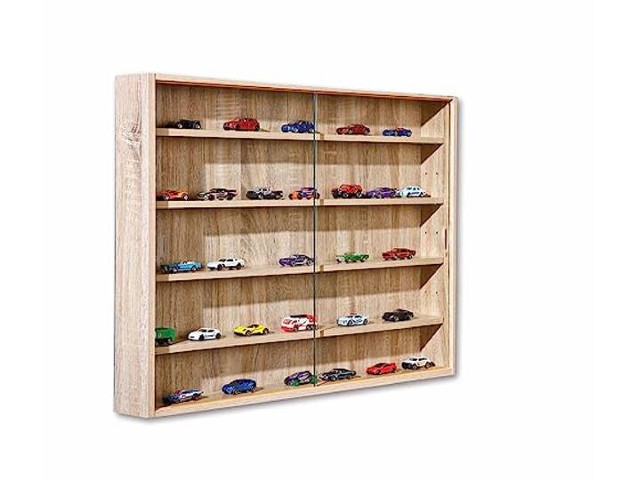 Inter Link Vitrine Collection pour Figurines chêne Sonoma 80x60cm Idéale pour les collectionneurs vitrine murale en MDF et verre pour mettre les figurines à l'abri de la poussière