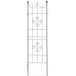 Relaxdays Rankgitter 2er Set, Metall, 180 x 50 cm, Rankhilfe Garten, Vintage, verzierte Spitze, zum Stecken, dunkelgrün