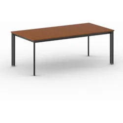 Konferenztisch PRIMO INVITATION 200x100 cm, schwarzes Metallgestell, Kirschbaum