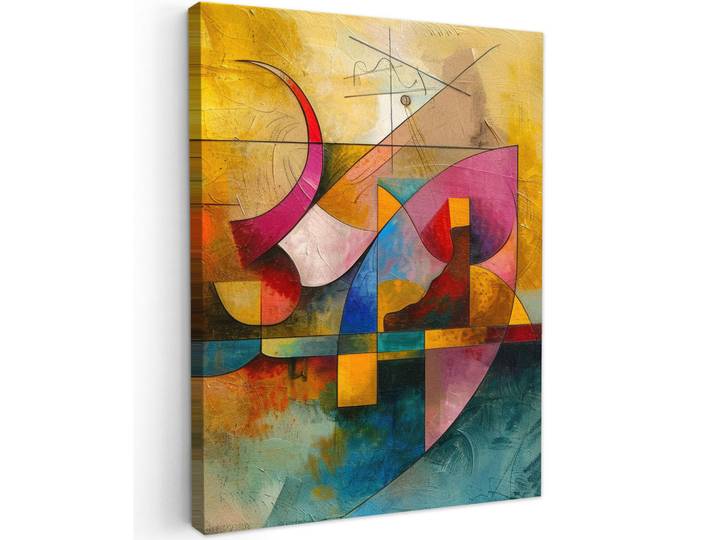 MuchoWow Leinwandbild - Kunst - Abstrakt - Modern - 60x80 - Gemälde, Gelb, Textil, Kiefer, Rechteckig, 60x80 cm, gerahmt, Bilder & Rahmen, Bilder, Wandbilder