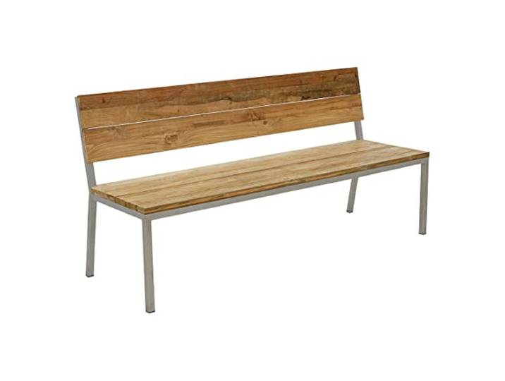 OUTLIV. Gartenbank, 3-Sitzer, 190x61x85cm, Silber/Natur