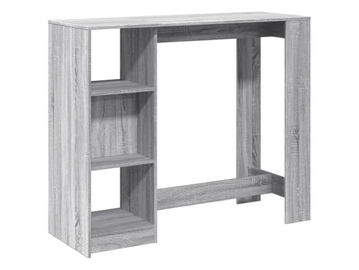 HBBMGYD Bartisch mit Regal Sonoma, Grau, Holz Vier Fächer, Flaschen- und Bücheraufbewahrung, Küche, Wohnzimmer, Esszimmer, glatte Oberfläche