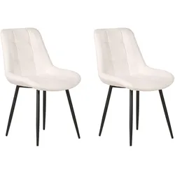 ESSZIMMERSTUHL 2er-Set Samtstoff cremeweiß Melrose