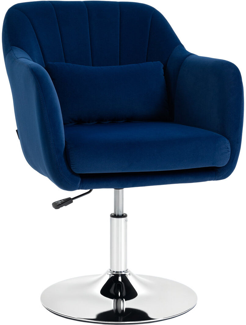 Canora Grey HOMCOM Retro Velvet Swivel Tub Chair with Steel Frame Dark Blue Blue 91cm H X 60cm W X 57cm D
