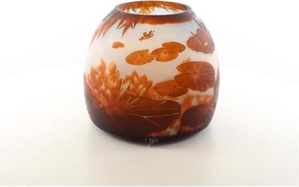 Lily Pond Cameo Glas Vaas, Hoogte: 24,5 cm
