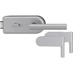 Griffwerk SMILE 1.0 -Alu EV1 Ganzglastürbeschlagset -2-teiliger Bandsatz -mit Griff L-Form -PZ, WC Knaufzylinder Schlossseite