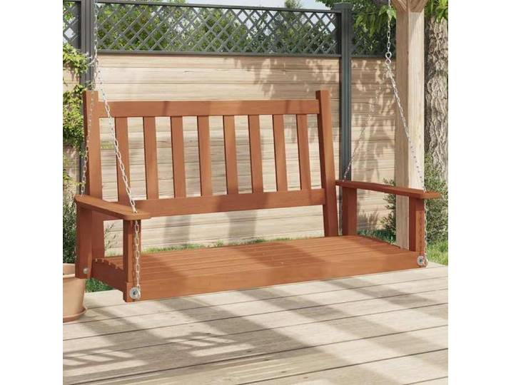 En solde  Banc de balançoire de jardin - BURKE - chaînes en métal bois massif sapin J6528