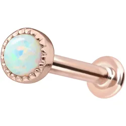 14 Karat Gold Labret mit Innengewinde SYNTHETISCHER OPAL
