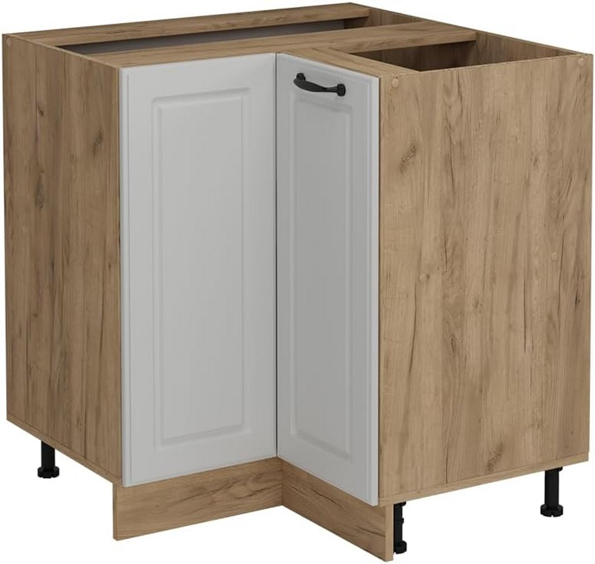 Wit Keuken Hoekkast in Landhuis Stijl voor Optimale Opslag