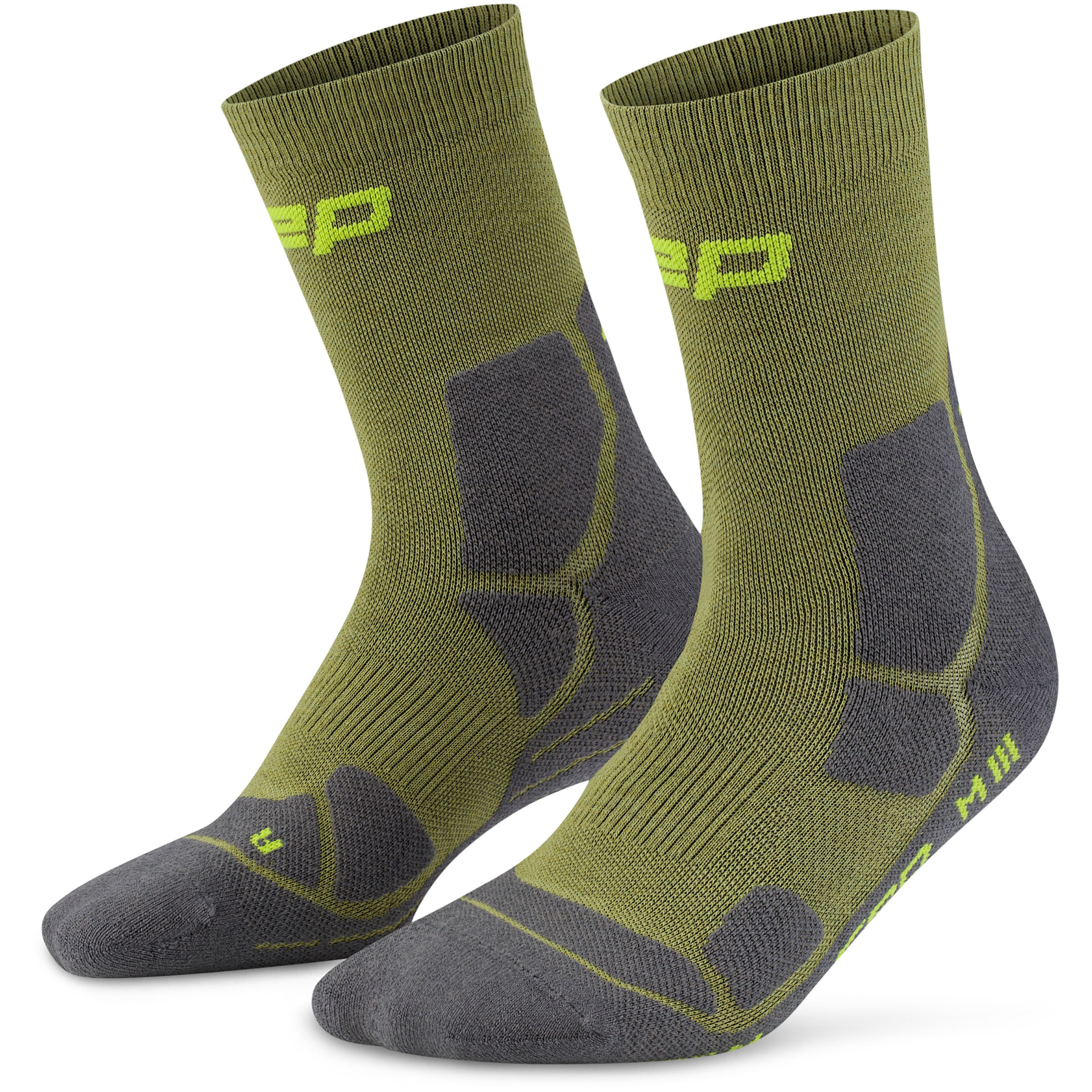 CEP Hiking Mid Cushion Herren Wandersocken oliv Größe 39 Trekking Widerstandsfähig Merinowolle