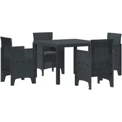 vidaXL Garten Essgruppe 5 pcs Anthrazit Polypropylen Rattan