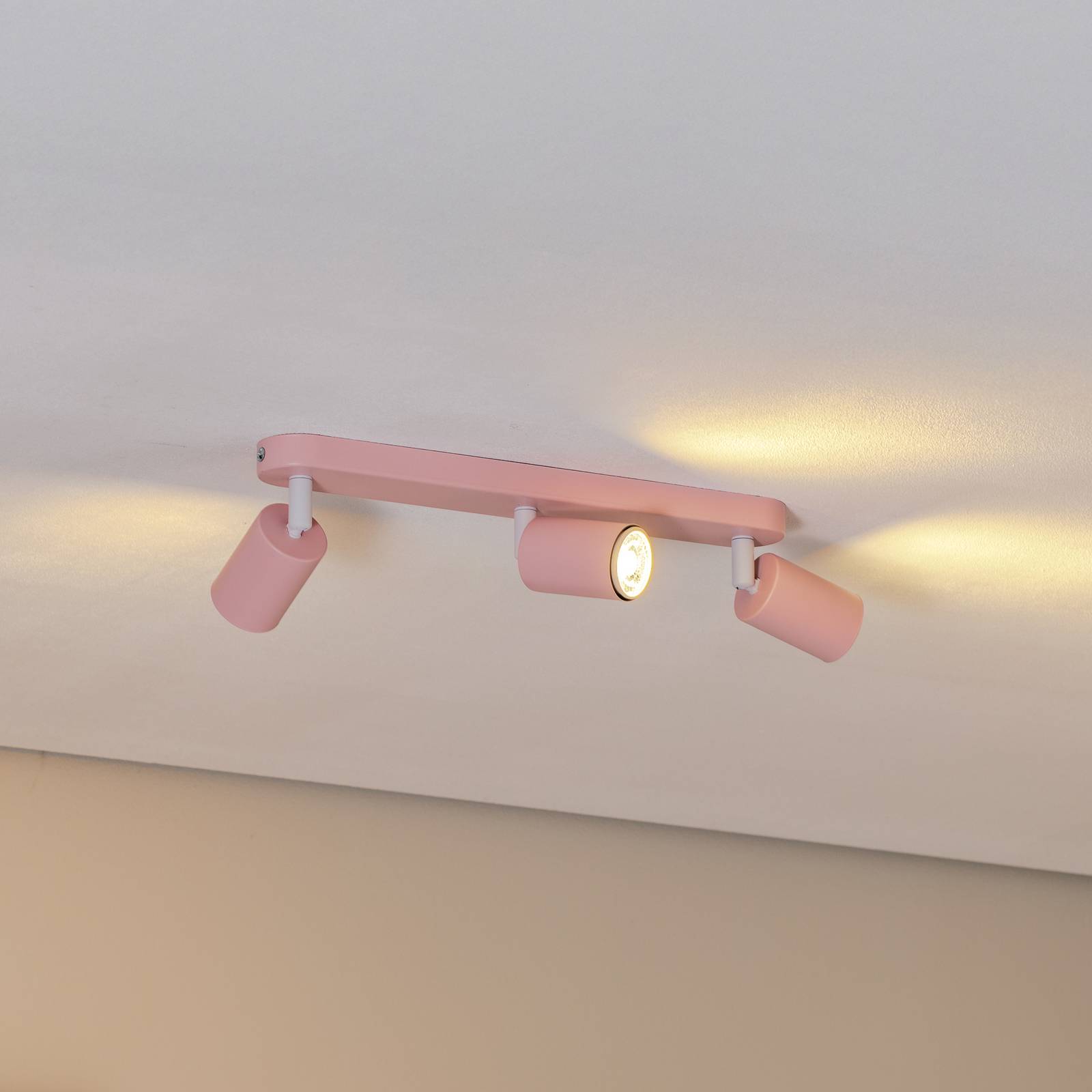 Livia ceiling spotlight, pink, 52 cm, 3-bulb, metal, GU10 TK Lighting, dimmable, Violet / pink / rose, Children's Room, metal, Ceiling Light