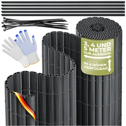 KESSER® PVC Sichtschutzmatte Sichtschutzzaun Balkonverkleidung Windschutz verstärkte Lamellen für Garten Balkon & Terrasse Balkonumrandung inkl Kabelbindern, Abdeckung & Handschuhe