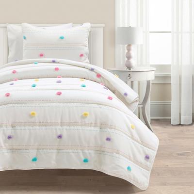 Lush Decor Rainbow Pom Pom And Stripes Quilt