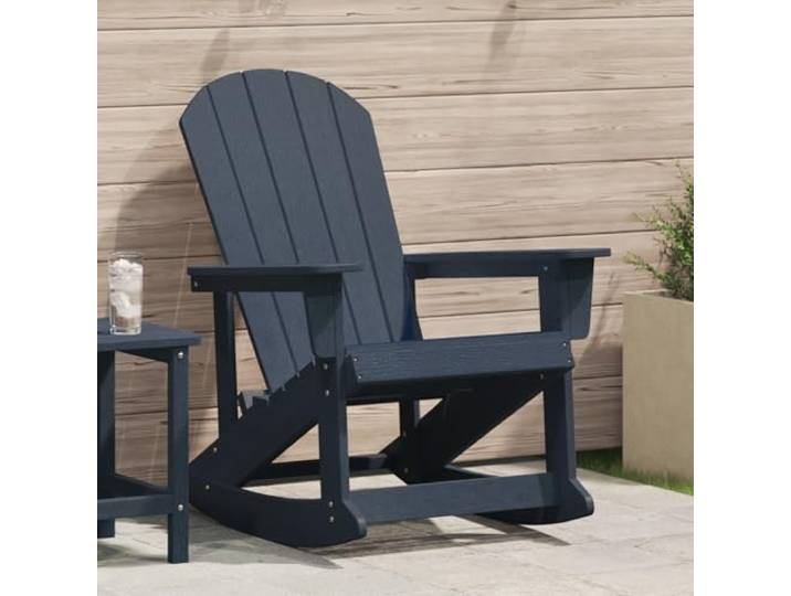 HEFZGDB Adirondack Schaukelstuhl Marineblau mit Schaukelstuhl Design und Wetterbeständig für Balkon Terrasse Garten Outdoor Relax Komfort