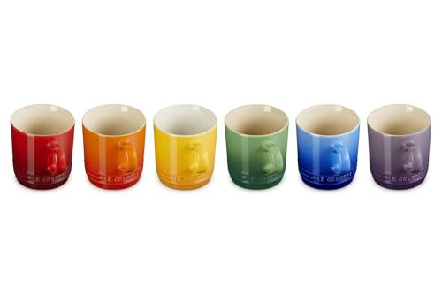 Le Creuset Stoneware Rainbow Set van 6 cappuccinomokken