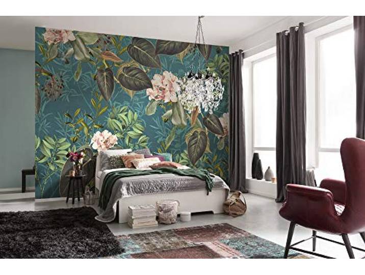 Komar Vlies Fototapete Jacinta - Größe: 350 x 250 cm - 7 Bahnen, Bahnbreite 50 cm - floral, Dschungel, Tapete, Dekoration, Wandtapete, Wandbild, Wandbelag, Designtapete - X7-1039
