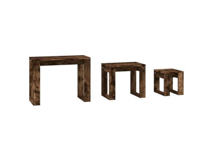 POUFGDR Beistelltische, 3 Stück, rauchfarbene Eiche, Holz Modernes Design, platzsparende Verflechtung, Verwendung im Wohnzimmer oder Schlafzimmer, Holz aus Technik, Nachttisch