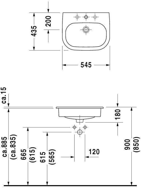 Duravit D-Code Einbauwaschtisch 54,5 cm