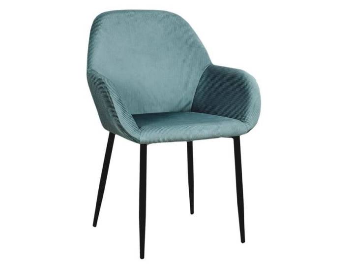 Lot de 2 Chaises Fauteuils - HOME DECO FACTORY - Giulia - Velours Côtelé - Bleu
