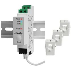 Shelly Pro 3EM - 3x120A, inkl. 3 Klemmen, Bluetooth für Balkonkraftwerk Speicher Systeme
