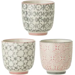Bloomingville Cécile Becher klein, Rose, Steingut 3er-Set, Ø 7 x H7 cm, 3er-Set