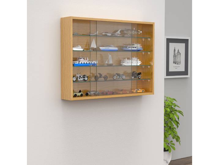 Vitrine murale Drivalo 75 x 55cm Bois/Marron/Imitation chêne