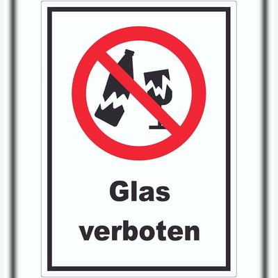 HB-Druck Aufkleber Glas verboten A4 (210x297mm)