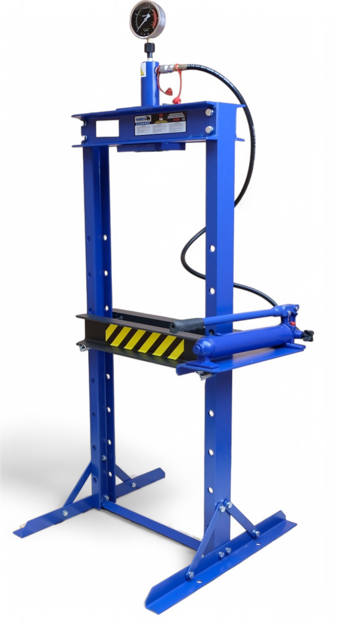Werkstattpresse 12t blau | manuelle Industriepresse 12 Tonnen | Hydraulikpresse Handpumpe mit Manometer