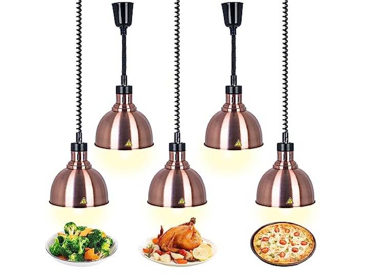 VFDZ Wärmelampe Küche Gastro Einziehbar, Speisenwärmer Lampe Buffet 250W Wärmelampe Gastronomie für Speisen, 25cm Durchmesser Lebensmittel Wärmelampe Küche für Essen Buffet, Restaurant, Hotel