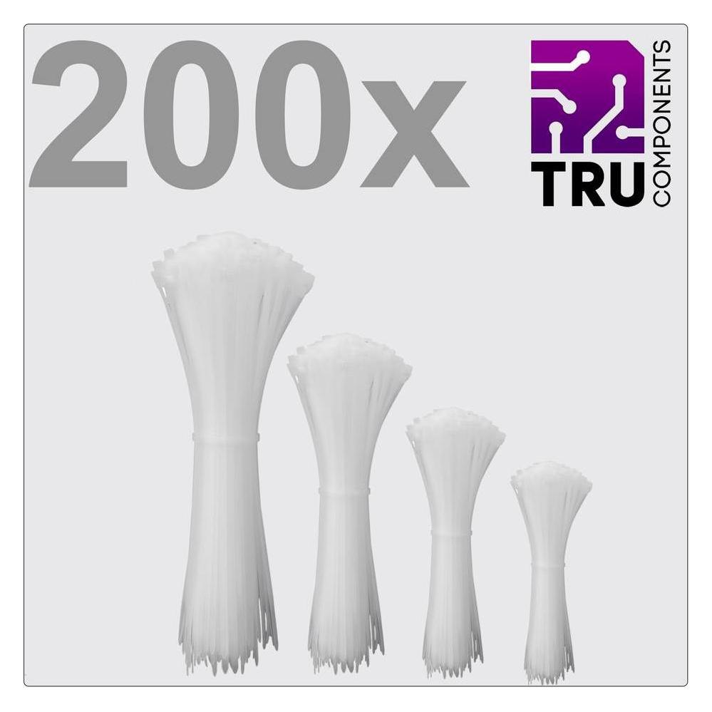 Tru Components TC-12888556 T24CA071 Kabelbinder Weiss UV-stabilisiert 200 St. (100 mm, 200 Stk.) (TC-12888556)
