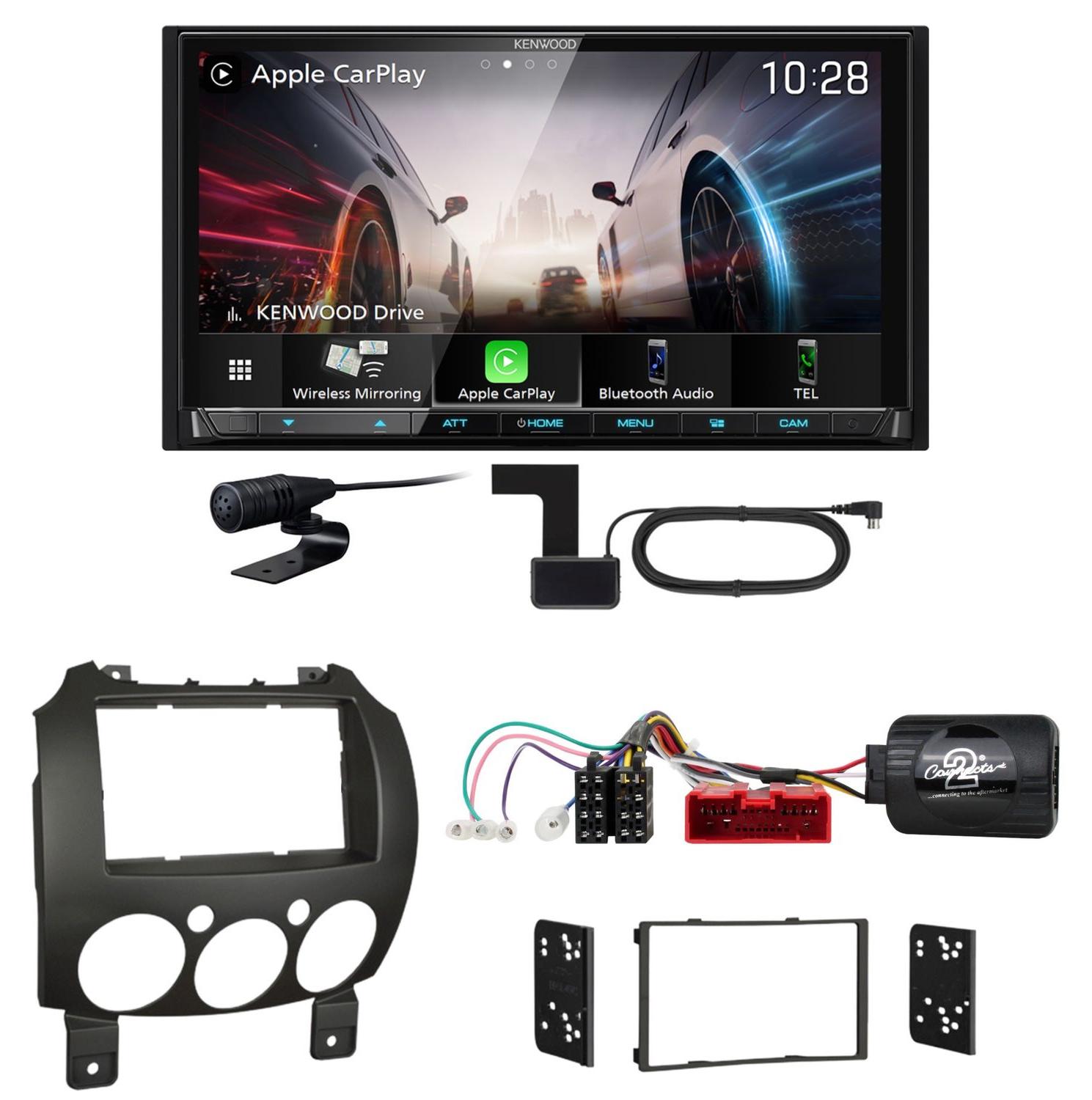 Kenwood DMX8021DABS Android Auto CarPlay Einbauset für Mazda 2 2008-2014