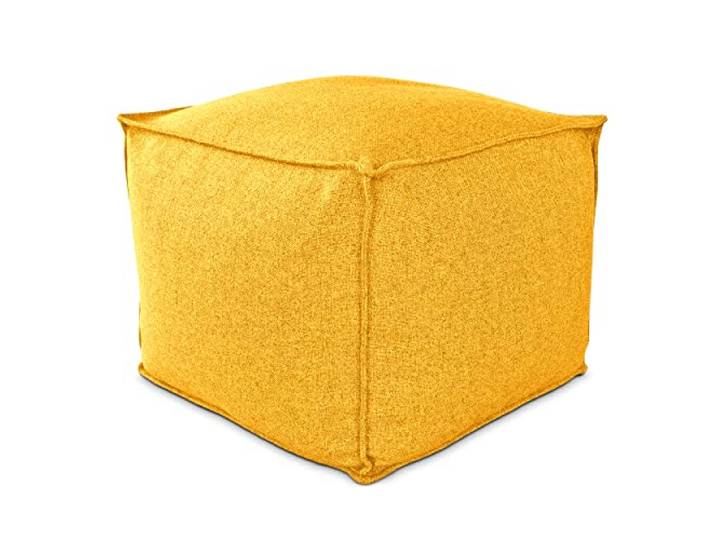 Deshome - Sitzhocker Sitzpouf Pouf 60x60x50 cm mit abnehmbarem Polster für Innen- und Außenbereich: Sitzpouf Design für Sofa, Wohnzimmer, Schlafzimmer, Sitzhocker, Light Pouf Sonniges Gelb