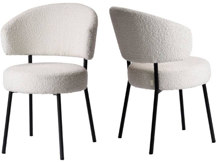 LeGer Home by Lena Gercke Esszimmerstuhl Sölve (Set, 2 St), Boucle Bezugsstoff, Metallgestell, Sitztiefe 48 cm