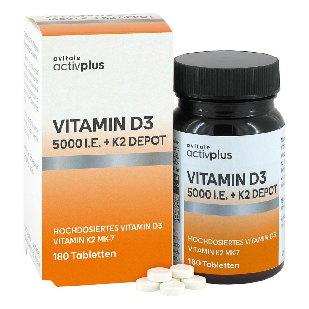 Avitale GmbH Activplus Vitamin D3 5000 I.E. + K2 Depot Tabletten 20119542