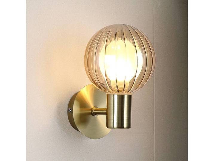 Searchlight Wandlampe Lumisphere, dimmbar, messing / gold, für Badezimmer, Glas, Wandleuchte, Wandlampe Bad